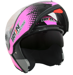 CASCO IRON RACING ABATIBLE TALLA L DOT VIRGO ROSA/NEGRO