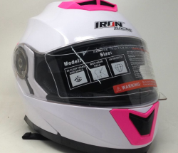 CASCO IRON RACING ABATIBLE TALLA S IR-160 COLOR ROSA/BLANCO