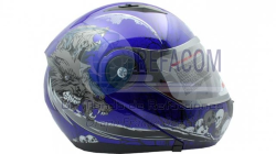 CASCO ABATIBLE DOBLE MICA IRON RACING DOT LOBO-MAN AZUL TALLA S