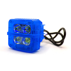 FARO AUXILIAR CUADRADO 4 LED LUZ BLANCA CARCASA COLOR AZUL