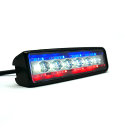 FARO BARRA 6 LED LUZ BLANCA CONTORNO AZUL Y ROJO CON ESTROBO
