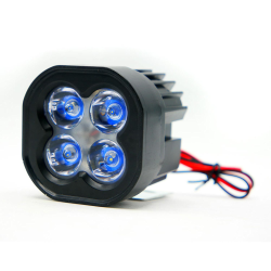 FARO AUXILIAR CUADRADO 4 LED LUZ BLANCA C/ ALTA/BAJA Y ESTROBO