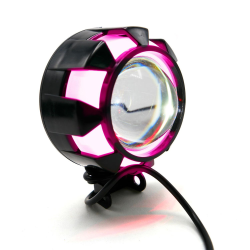 FARO AUXILIAR LED REDONDO LUZ BLANCA CONTORNO ROSA