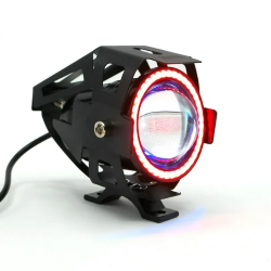 FARO AUXILIAR LED LUPA Y OJO DE ANGEL ROJO LUZ BLANCA C/ ALTA/BAJA Y ESTROBO