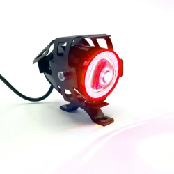 FARO AUXILIAR MINI LED COLOR NEGRO C/OJO ANGEL ROJO LUZ BLANCA ALTA/BAJA Y ESTROBO