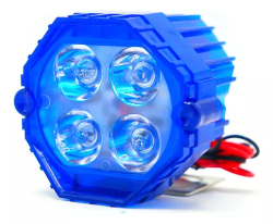 FARO AUXILIAR REDONDO LED LUZ BLANCA CARCASA COLOR AZUL ESTROBO AZUL/ROJO