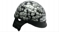 CASCO CACHUCHA MASUDA MSD-150 TIPO CHOPPER CALAVERAS NEGRO BRILLO