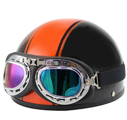 CASCO MASUDA CACHUCA BLD-150 CHOPER C/ GOGGLE COLOR NGO/ROJO