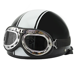 CASCO MASUDA CACHUCA BLD-150 CHOPER C/ GOGGLE COLOR NGO/BLANCO