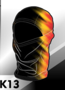 BALACLAVA DE COLOR NEGRO CON NARANJA Y AMARILLO