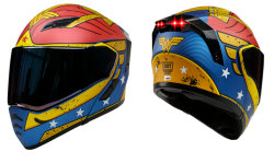 CASCO KOV ABATIBLE ESTELAR TALLA S DC WONDER WOMAN COLOR AZUL C/ LUZ LED