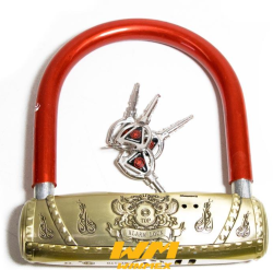 CANDADO C/ ALARMA PARA LLANTA TIPO U COLOR ROJO