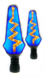 DIRECCIONAL LED SECUENCIAL TIPO RAYO LUZ AMARILLA/AZUL