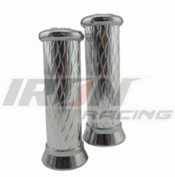 PUÑOS DECORATIVOS IRON RACING TAPA CROMADA COLOR PLATA