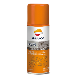 LIMPIADOR/ABRILLANTADOR REPSOL 400 ML P/PARTES METALICAS Y PLASTICO DE MOTO