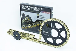KIT DE SPROCKET FIRE PARTS P/ PULSAR 200NS (39T X 14T 520H X 108L) CADENA DORADA KIT ARRASTRE