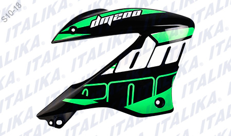 CUBIERTA DE TANQUE DERECHA DM 200 COLOR NEGRO/VERDE TAPA