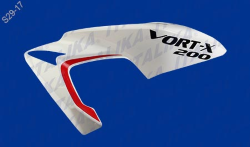 CUBIERTA IZQ DE TANQUE VORTX 200 COLOR BLANCO/ROJO TAPA