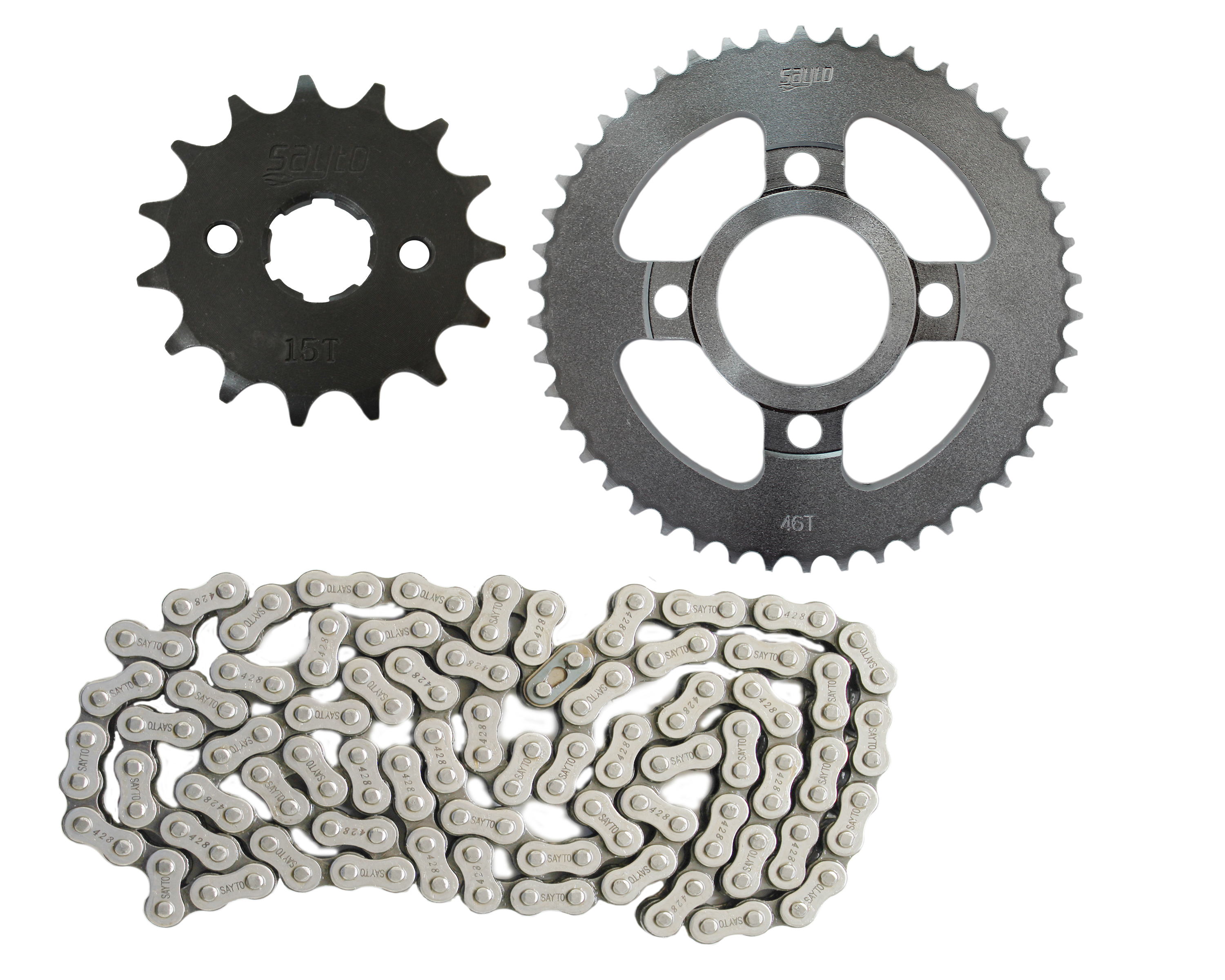 KIT DE SPROCKET SAYTO P/ DM 200 (46T X 15T 428H X 136L) KIT ARRASTRE