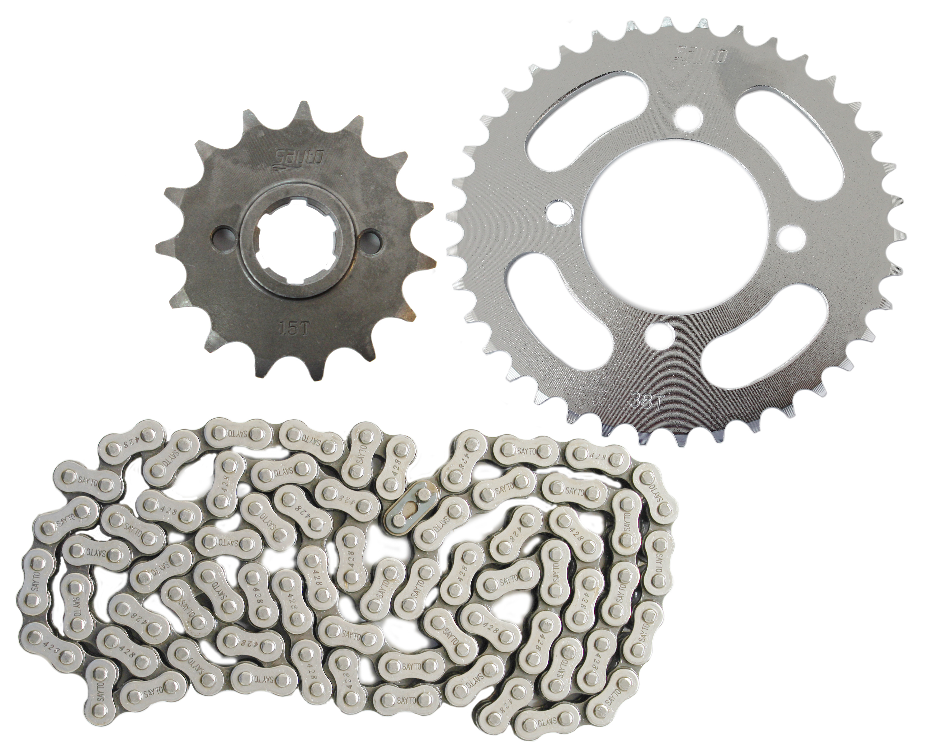 KIT DE SPROCKET SAYTO P/ 125Z (38 X 15T 428H X 108L) KIT ARRASTRE