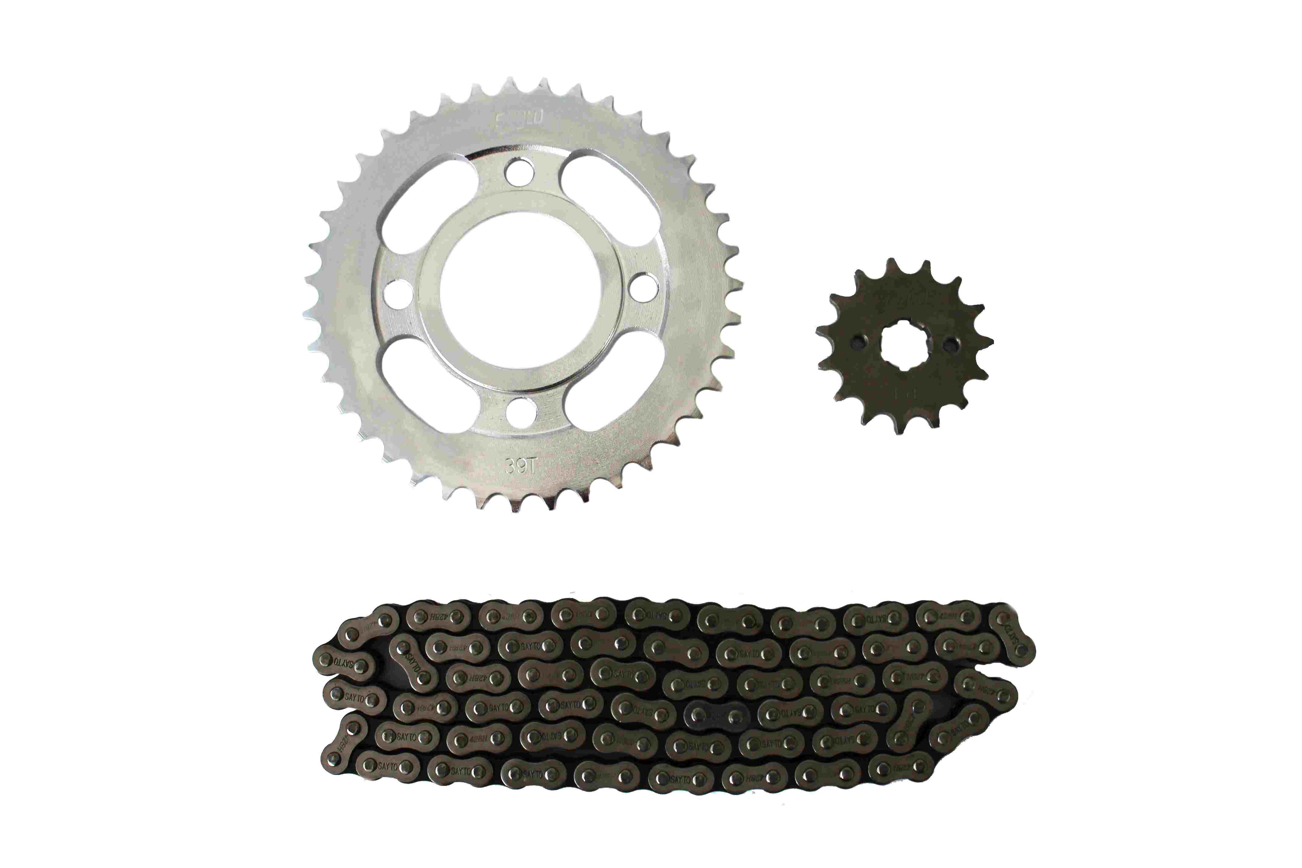 KIT DE SPROCKET SAYTO P/ P/ FIERA 150 DT 150SPORT FT 150GT FT 180TS (39 X 15T 428H X 108L) KIT ARRASTRE