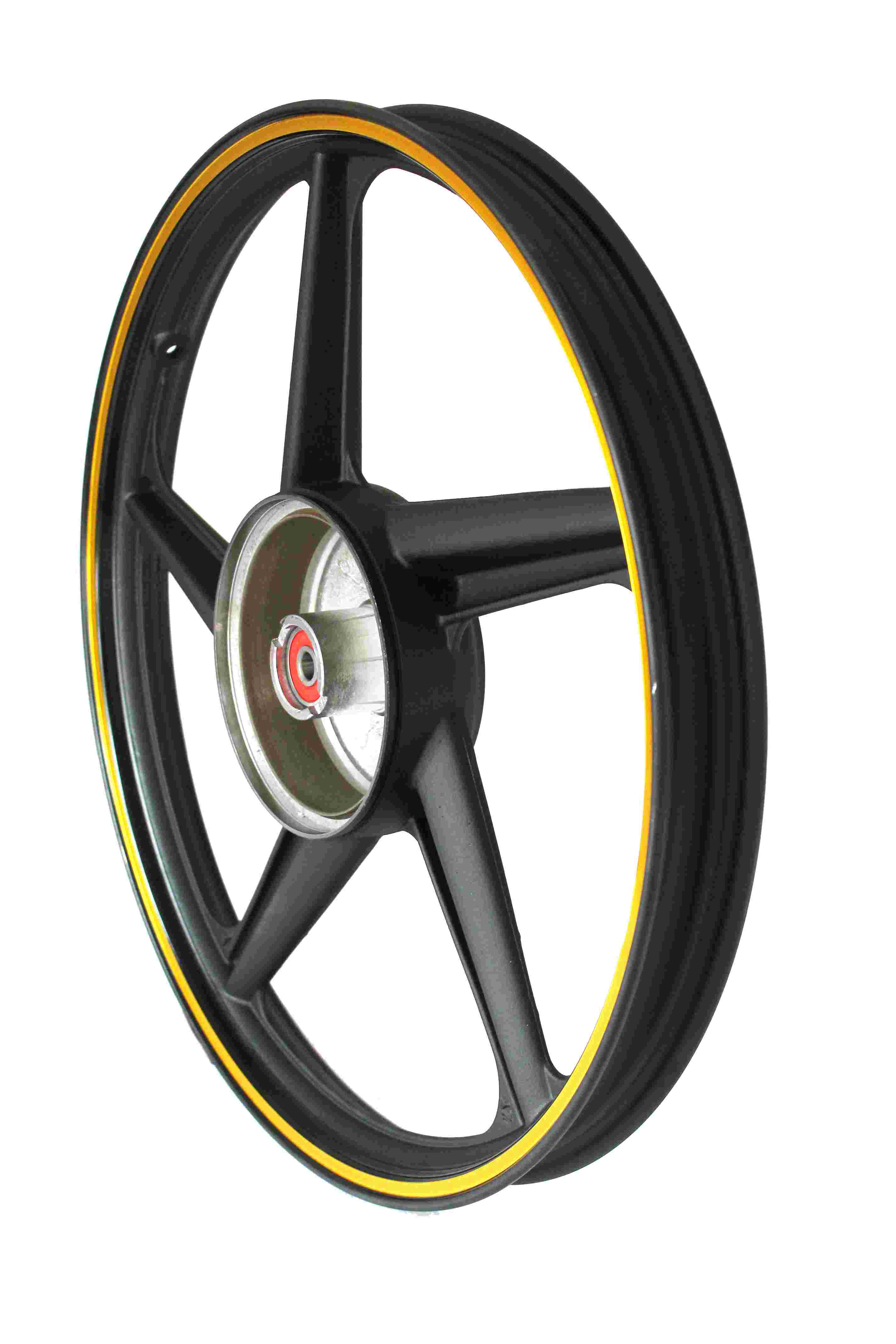 RIN DELANTERO COMPLETO P/ FT 150TS COLOR NEGRO/AMARILLO 1.4X18