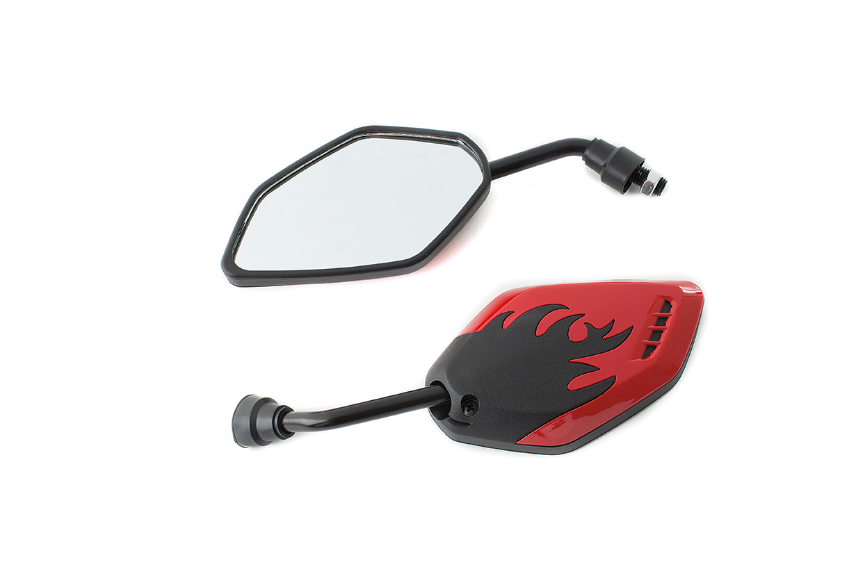 ESPEJOS DECORATIVOS FLAMAS COLOR NEGRO/ROJO RETROVISOR